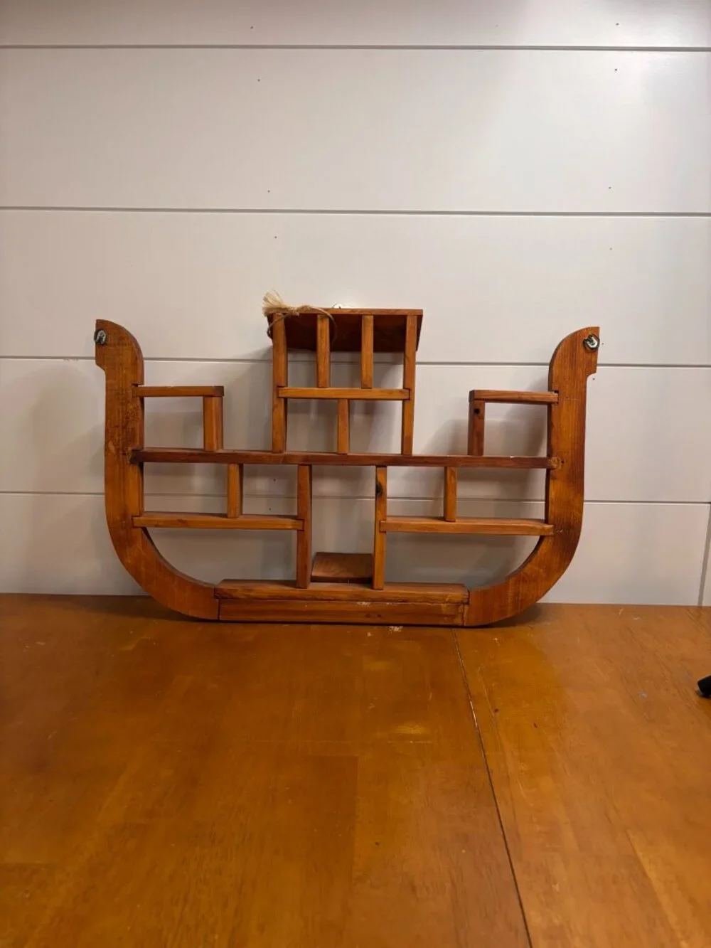 VTG Handcrafted Wooden Noah's Ark Shadow Box Wall Shelf Rustic Nursery Display